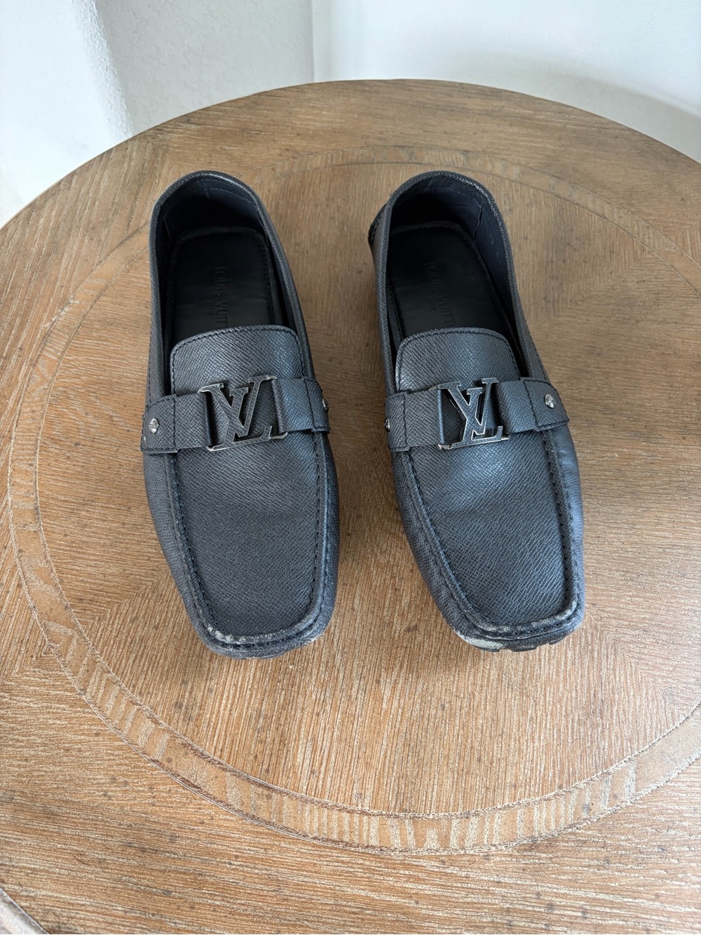 Louis Vuitton Black Leather Logo Bit Loafers